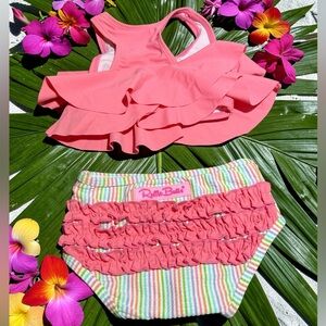 Ruffle Butts Coral & Stripe Infant Bikini Set